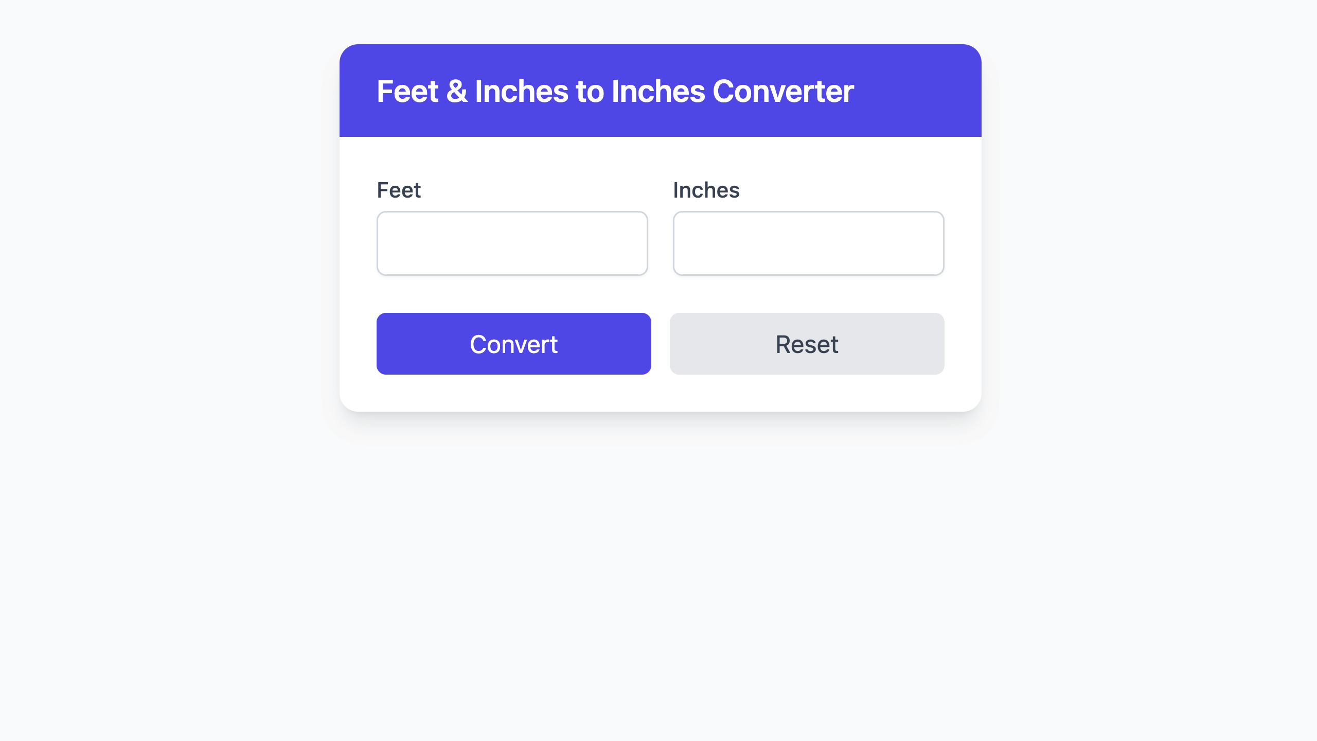 Feet & Inches to Inches Converter - Project Screenshot